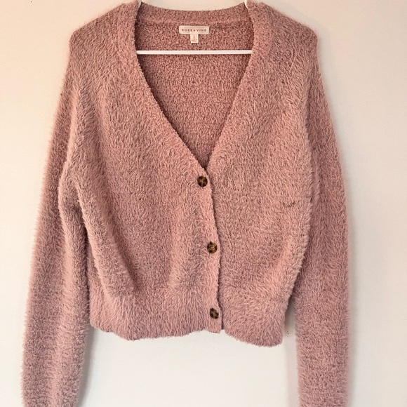 rose + vine Sweaters - Women's Pink Cardigan Sweater